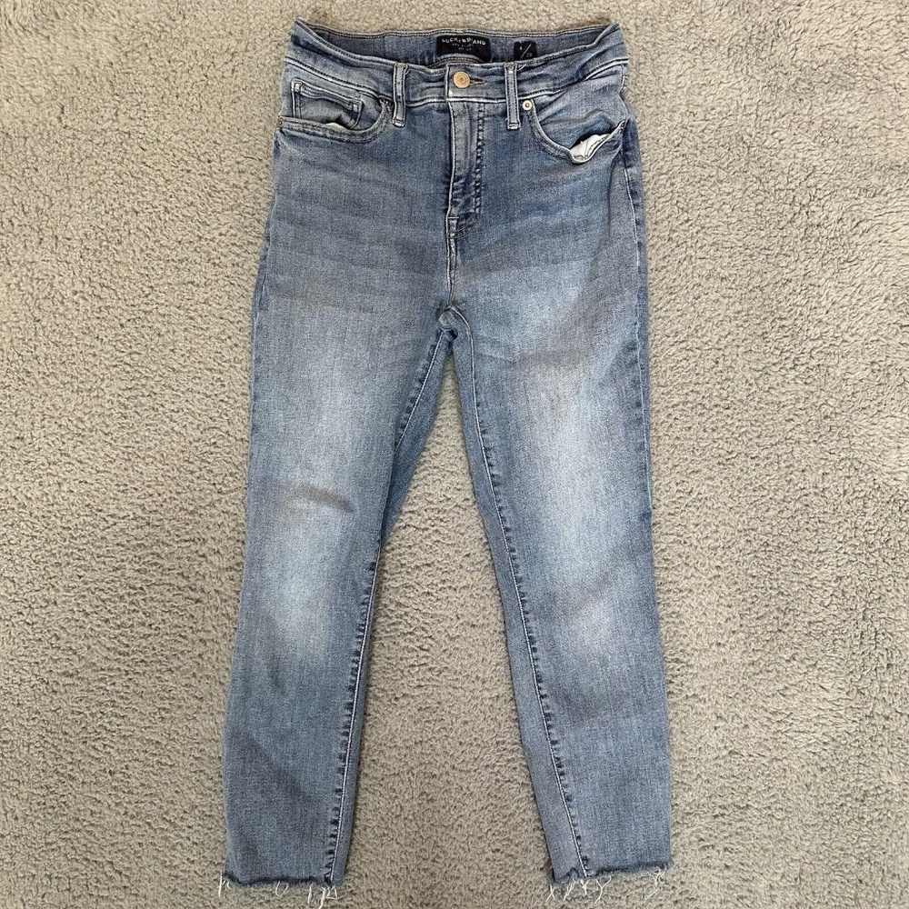 Lucky Brand Mid Rise Crop Ava Womens Jeans Blue Size 6 28 Cut Ankle Stretch
